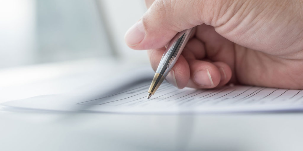 dental patient filling out form