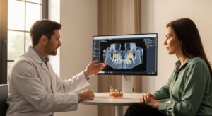Dental implant consultation in a modern clinic setting